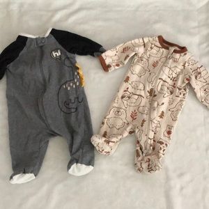 2 - Newborn footed onesies.